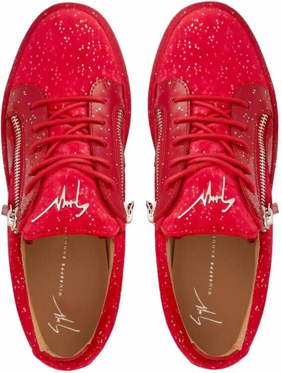 Giuseppe Zanotti glitter-embellished Frankie sneakers Red