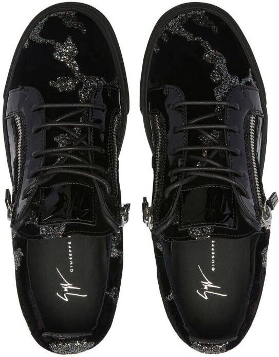 Giuseppe Zanotti glitter panelled low-top sneakers Black