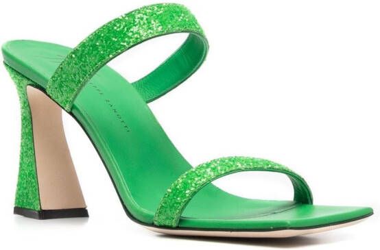 Giuseppe Zanotti glitter square-toe mules Green