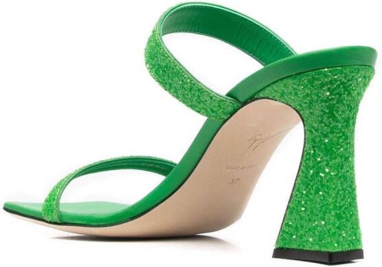 Giuseppe Zanotti glitter square-toe mules Green