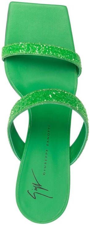 Giuseppe Zanotti glitter square-toe mules Green