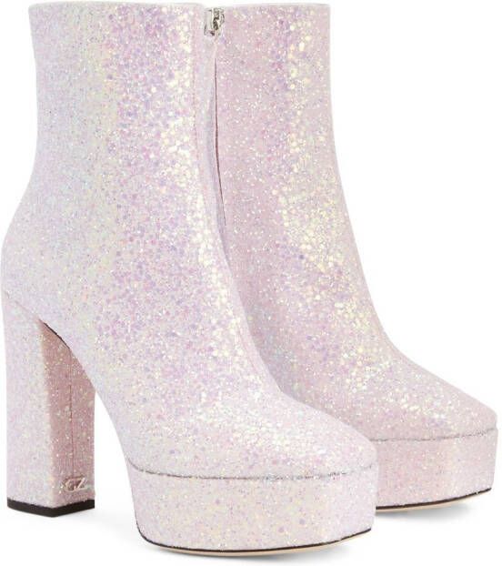 Giuseppe Zanotti glittered platform boots Pink