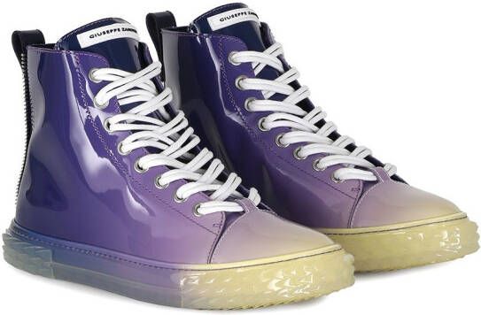 Giuseppe Zanotti gradient high-shine sneakers Purple