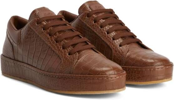 Giuseppe Zanotti GZ CITY crocodile-embossed leather sneakers Brown