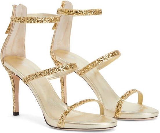 Giuseppe Zanotti Harmony 90mm glitter sandals Gold