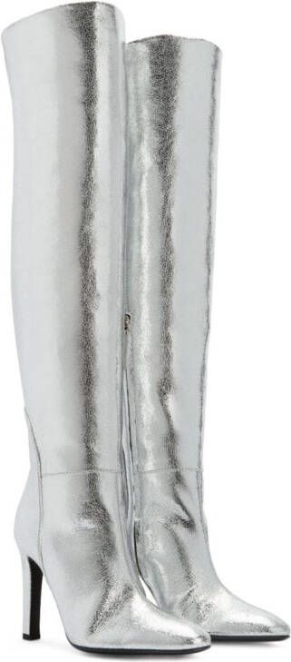 Giuseppe Zanotti Hattie 105mm metallic knee-high boots Silver