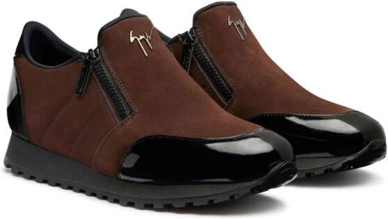 Giuseppe Zanotti Idle Run suede zip-up loafers Brown