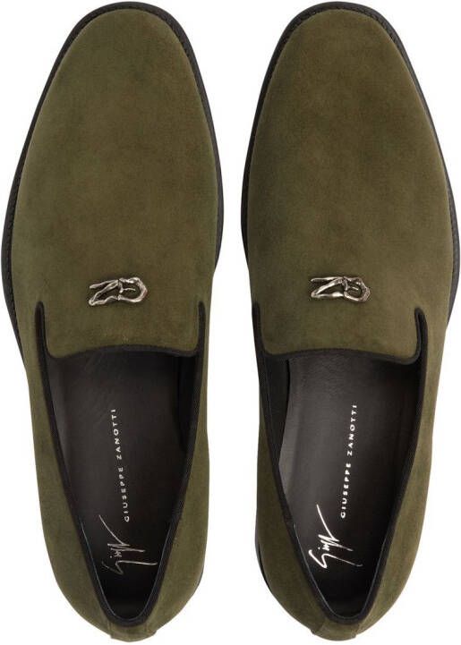Giuseppe Zanotti Imrham logo-plaque suede loafers Green