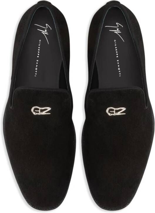 Giuseppe Zanotti Imrham Logozalì-embellished suede loafers Black