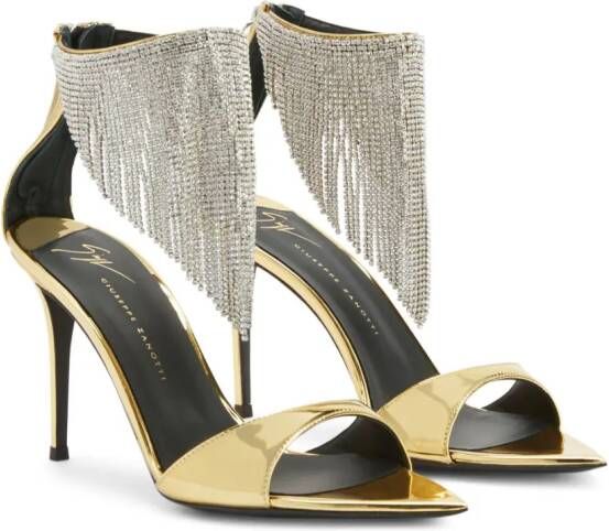 Giuseppe Zanotti Intriigo 90mm crystal-fringe sandals Gold