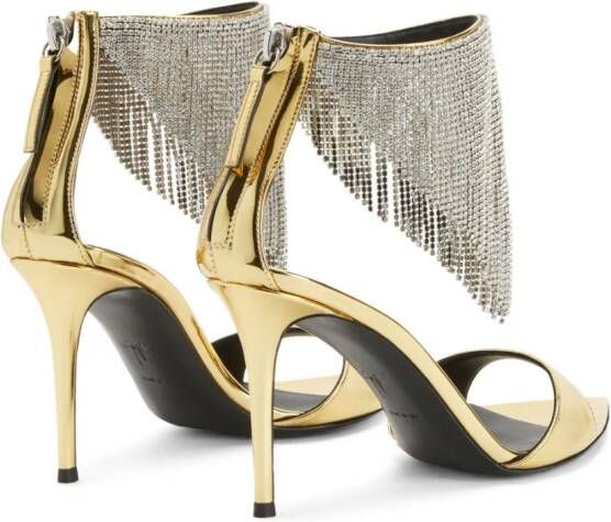 Giuseppe Zanotti Intriigo 90mm crystal-fringe sandals Gold