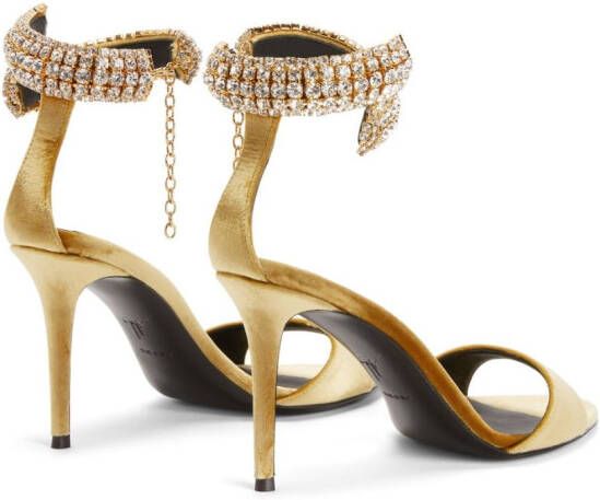 Giuseppe Zanotti Intriigo Bijoux 90mm velvet sandals Gold