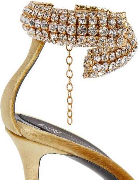 Giuseppe Zanotti Intriigo Bijoux 90mm velvet sandals Gold