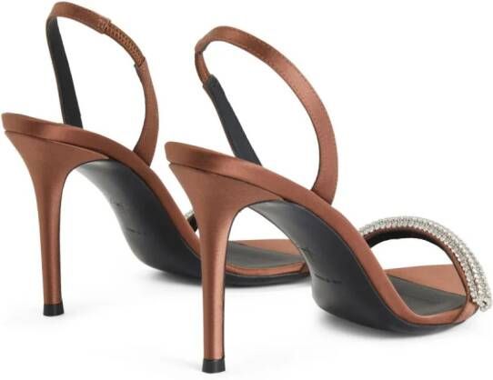 Giuseppe Zanotti Intriigo Galassia 90mm rhinestone-embellished satin sandals Brown
