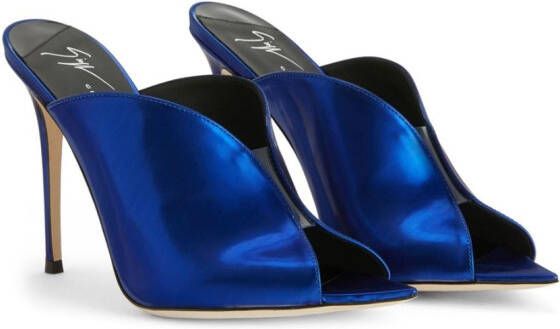 Giuseppe Zanotti Intriigo Muse 105mm metallic-effect mules Blue