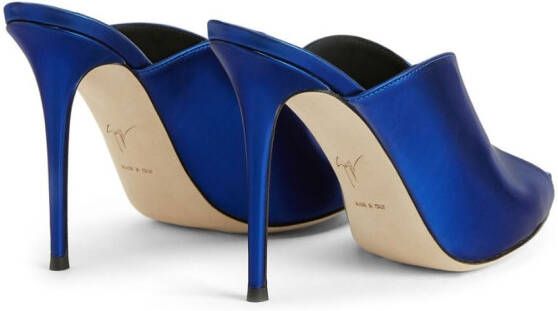 Giuseppe Zanotti Intriigo Muse 105mm metallic-effect mules Blue