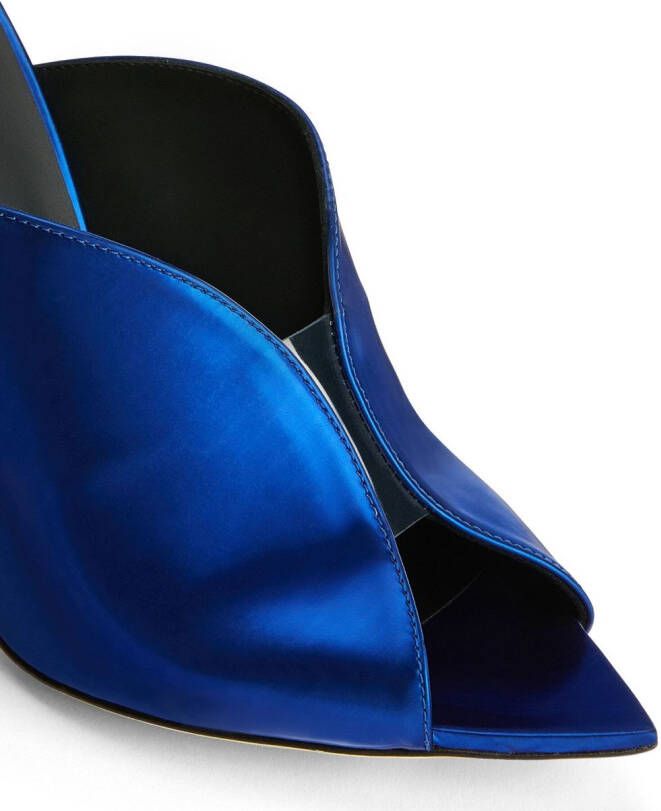 Giuseppe Zanotti Intriigo Muse 105mm metallic-effect mules Blue