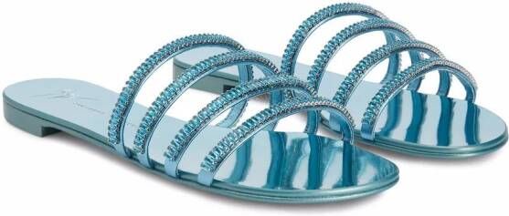 Giuseppe Zanotti Iride crystal-embellished slides Blue