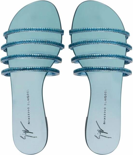 Giuseppe Zanotti Iride crystal-embellished slides Blue