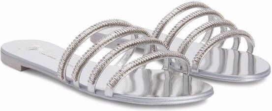 Giuseppe Zanotti Iride crystal-embellished slides Silver