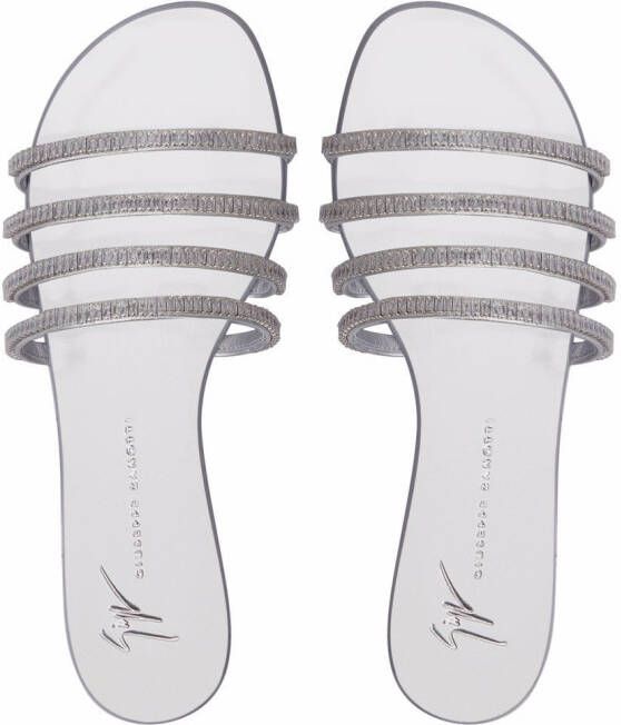 Giuseppe Zanotti Iride crystal-embellished slides Silver
