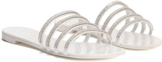 Giuseppe Zanotti Iride crystal-embellished slides White