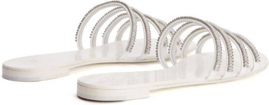 Giuseppe Zanotti Iride crystal-embellished slides White