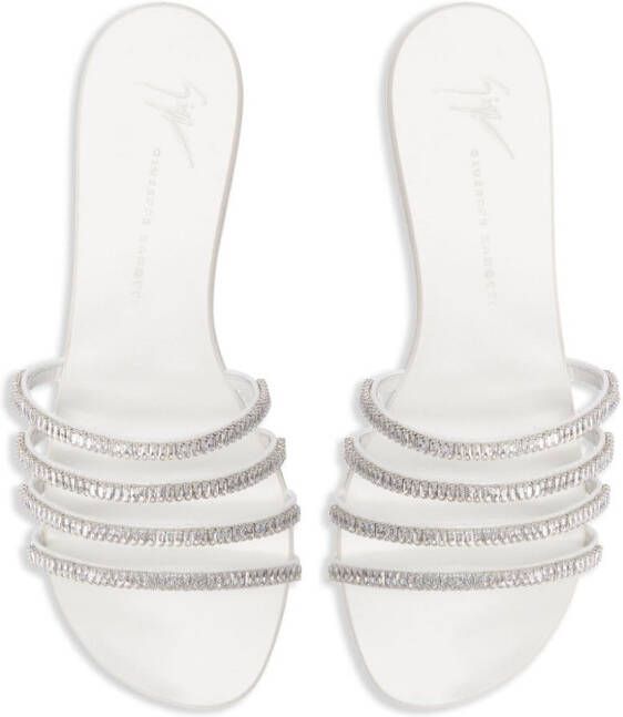 Giuseppe Zanotti Iride crystal-embellished slides White