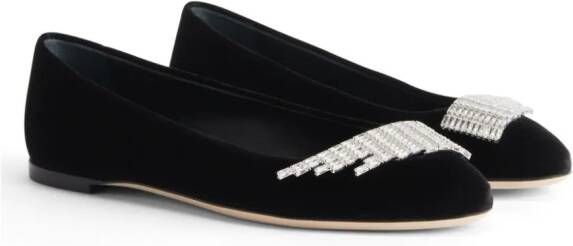 Giuseppe Zanotti Iveery crystal-embellished ballerina shoes Black
