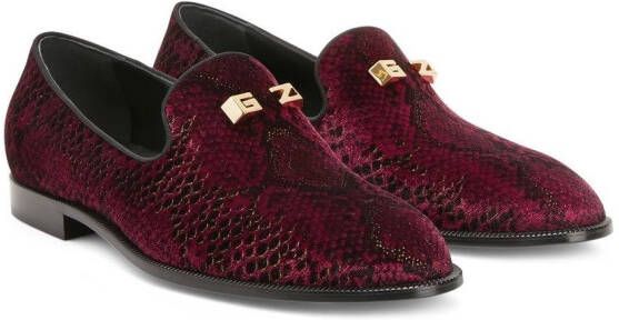Giuseppe Zanotti Jareth snakeskin-effect loafers Red
