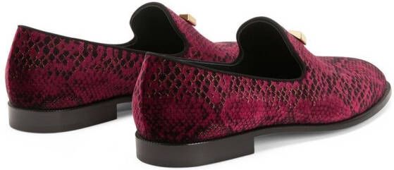 Giuseppe Zanotti Jareth snakeskin-effect loafers Red