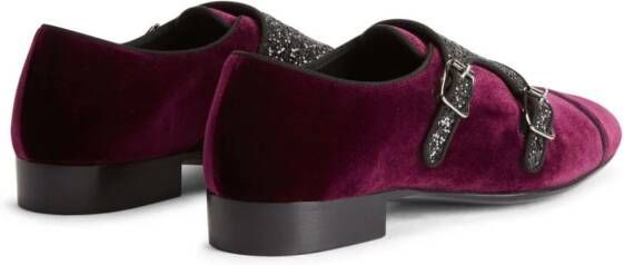 Giuseppe Zanotti Johnny Crystal embellished monk-strap loafers Red