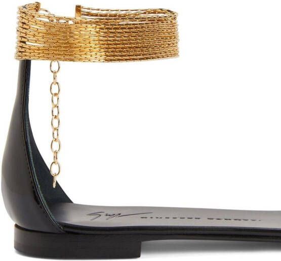 Giuseppe Zanotti Kay gold ankle-strap flat sandals Black