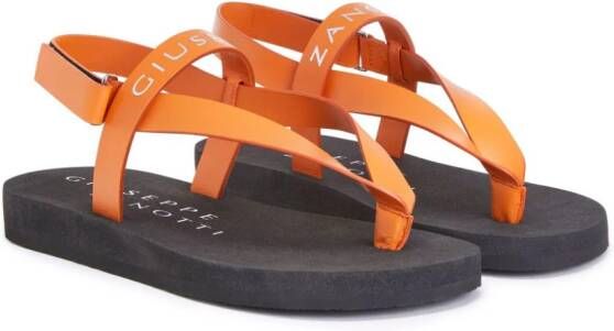 Giuseppe Zanotti Khais logo-embossed leather sandals Orange