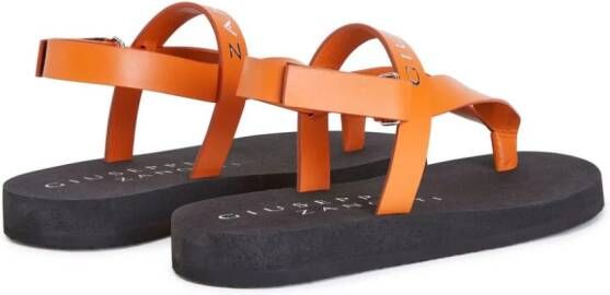 Giuseppe Zanotti Khais logo-embossed leather sandals Orange