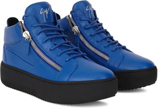 Giuseppe Zanotti Kriss grained leather trainers Blue