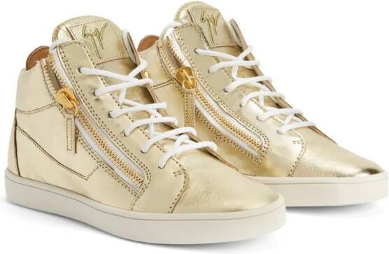 Giuseppe Zanotti Kriss laminated leather sneakers Gold