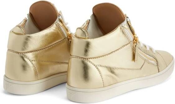 Giuseppe Zanotti Kriss laminated leather sneakers Gold