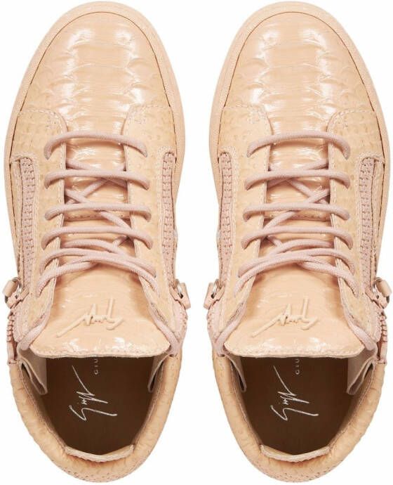 Giuseppe Zanotti Kriss python-print leather sneakers Pink