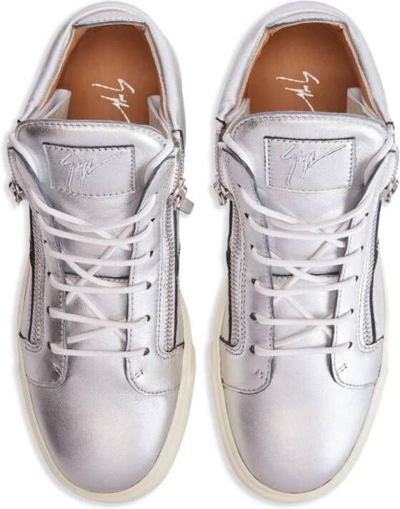 Giuseppe Zanotti Kriss side-zip leather sneakers Silver