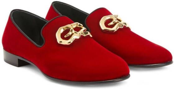 Giuseppe Zanotti Leopoldino velvet loafers Red
