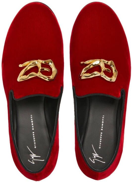 Giuseppe Zanotti Leopoldino velvet loafers Red