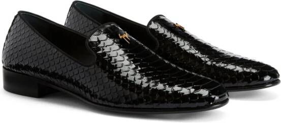 Giuseppe Zanotti Lewis Pit 15mm snakeskin-effect loafers Black