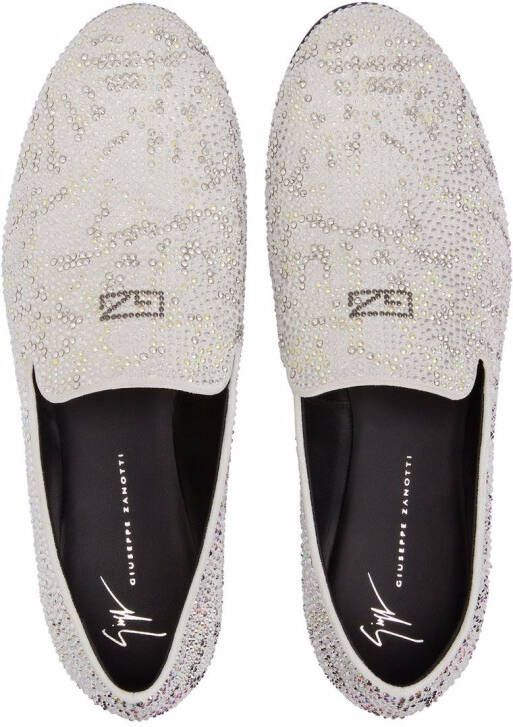 Giuseppe Zanotti Lewis rhinestone loafers White