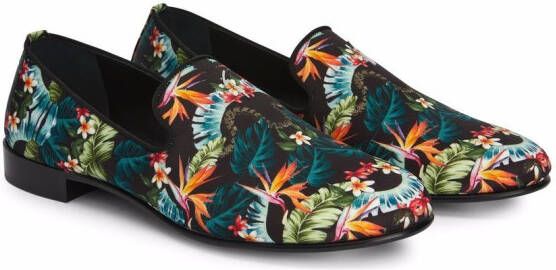 Giuseppe Zanotti Lewis tropical graphic-print loafers Black