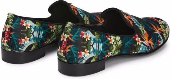 Giuseppe Zanotti Lewis tropical graphic-print loafers Black