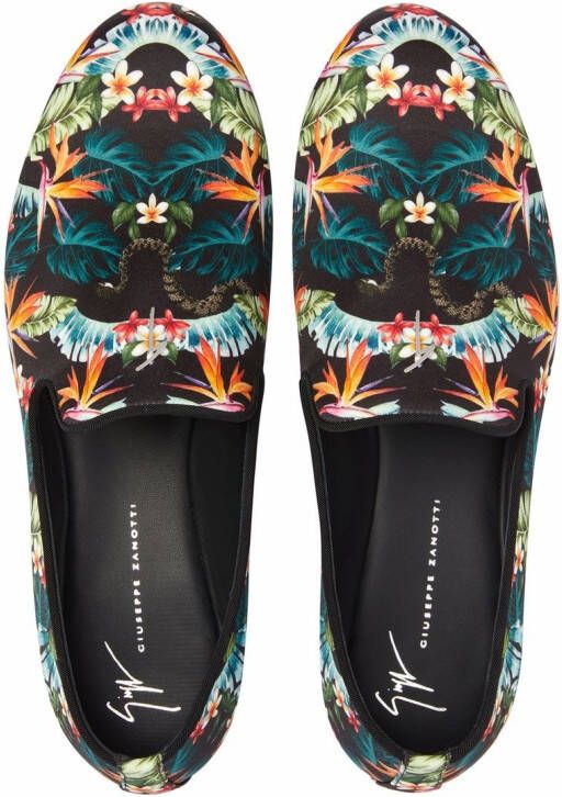 Giuseppe Zanotti Lewis tropical graphic-print loafers Black