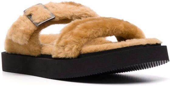 Giuseppe Zanotti Livio double-strap faux fur sandals Neutrals