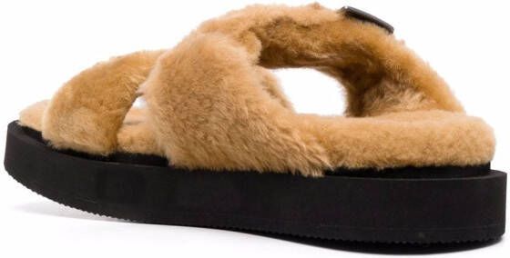 Giuseppe Zanotti Livio double-strap faux fur sandals Neutrals
