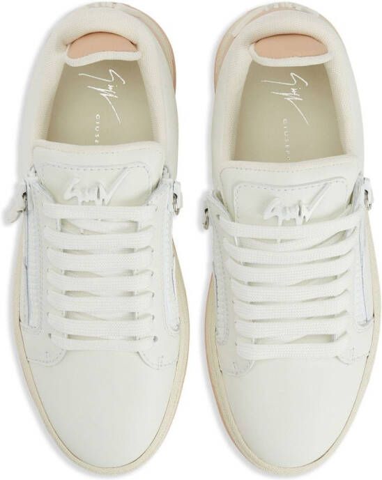 Giuseppe Zanotti logo-embroidered leather sneakers Neutrals